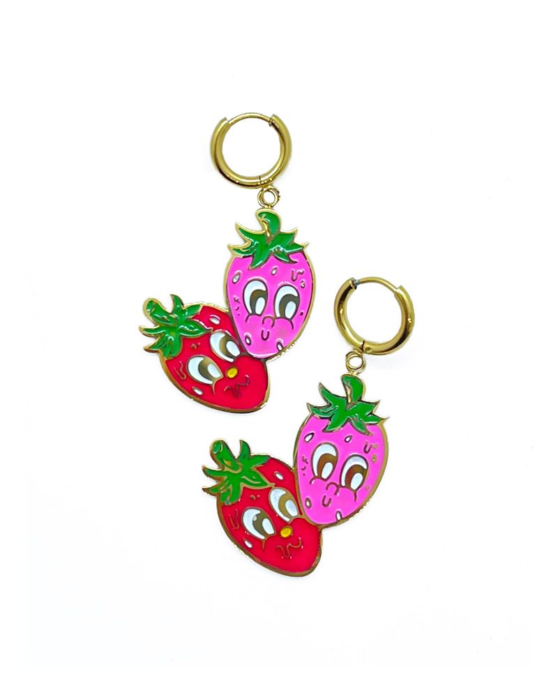 Pendientes de acero inoxidable con diseño Fresas