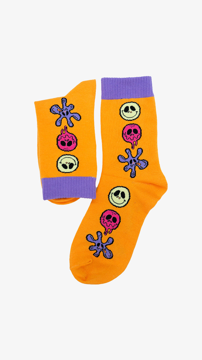 Orange smile design sock