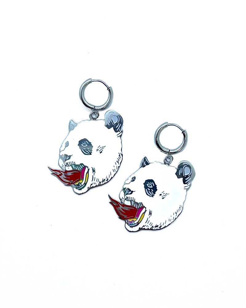 Pendientes de acero inoxidable con diseño Panda Infernal